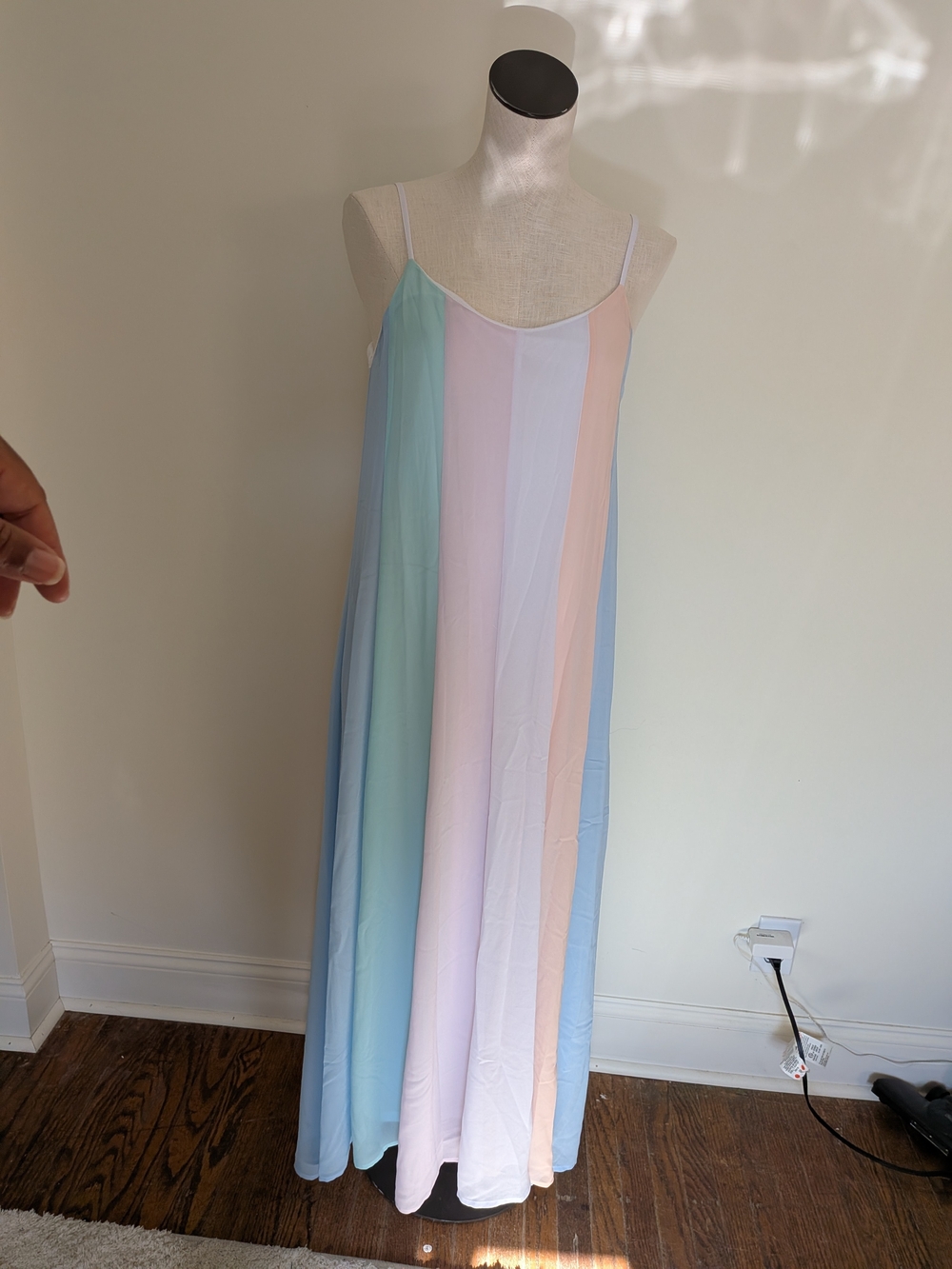 FAVLUX Pastel Stripe Maxi Dress in Blue, Pink, Peach, Mint